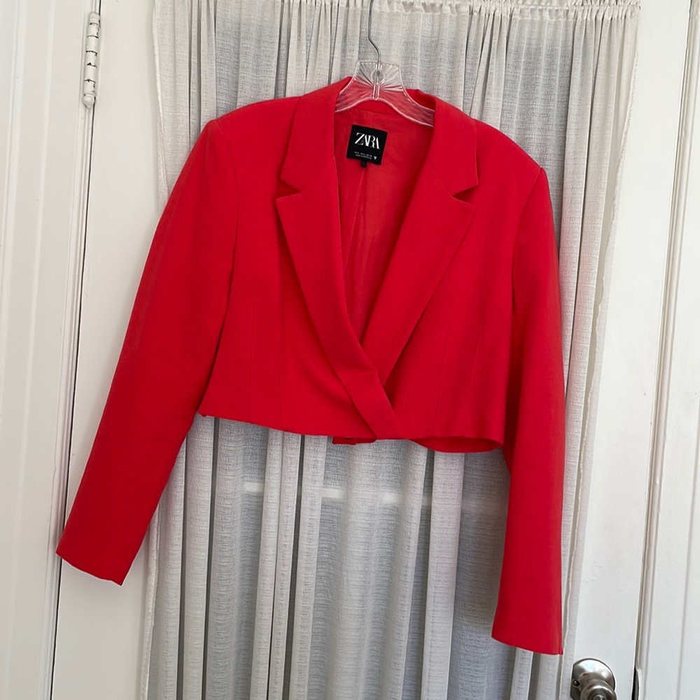 Zara Cropped Red Blazer